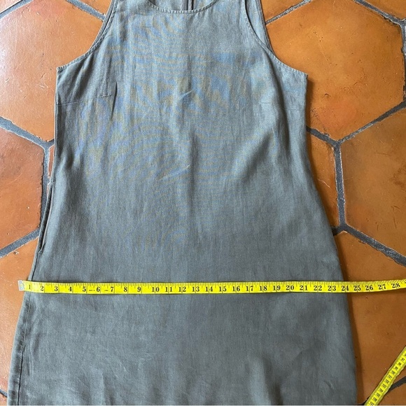 garnet hill 100% Linen Fringe-Hem A-Line Dress Pockets Boho Lagenlook Coastal 8 - Picture 10 of 10